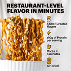 Noodles with grey background describing noodle advantages